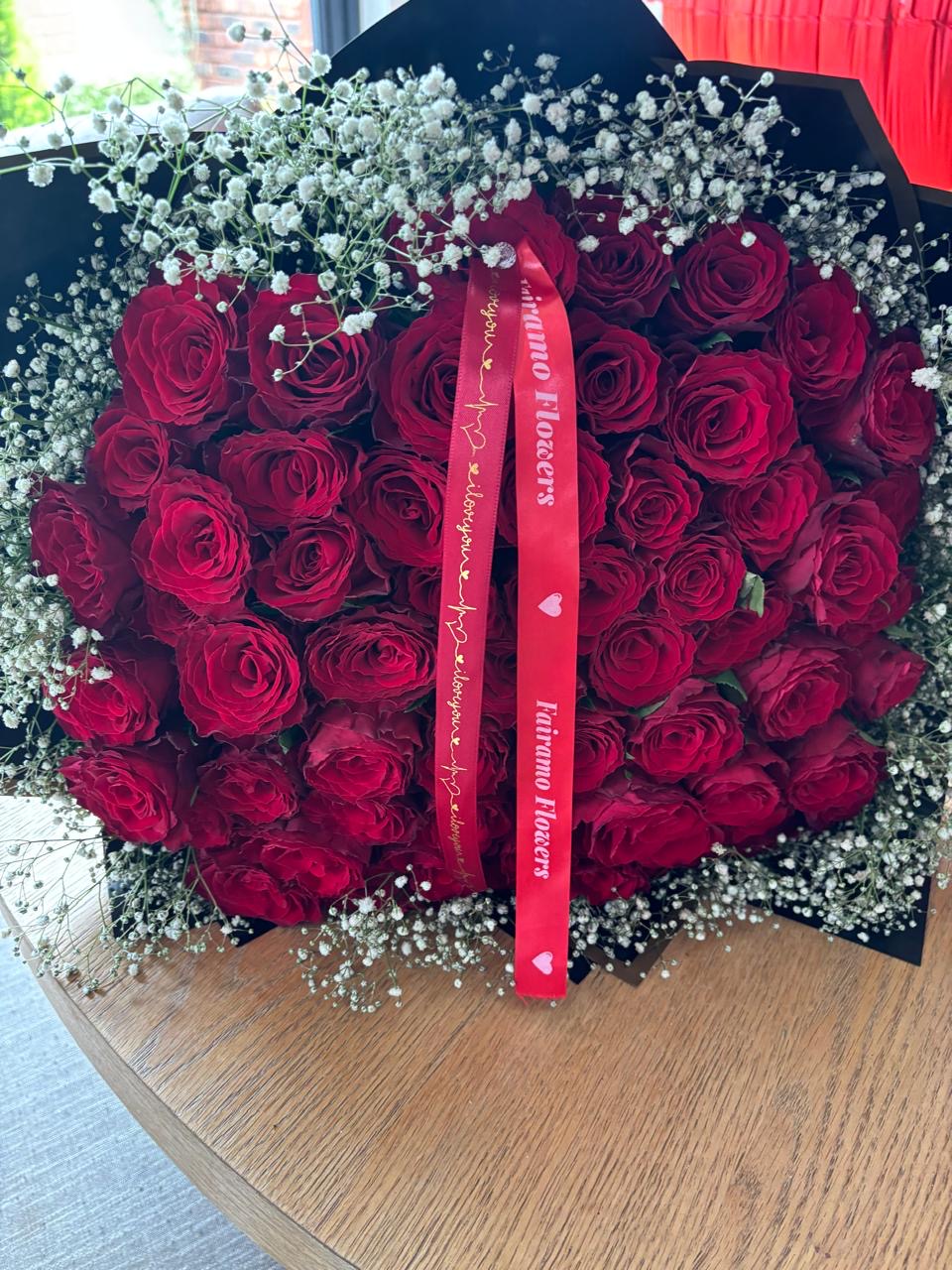 Large red rose birthday bouquet